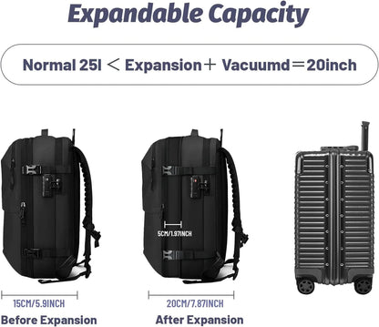 Airpack Expandable Backpack Vacuum with Pump, Anti-Theft Lock, and Compression Bag, Vacpack for Men and Women